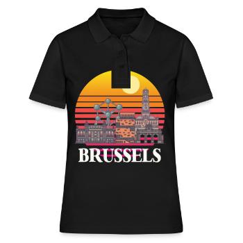 Bruxelles Skyline Science Noyau atomique Physique Atome - Polo Femme - noir - Devant - Ailine (174cm)