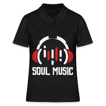 Casque Soul Music Lover Afro Soul Musi - Polo Femme - noir - Devant - Ailine (174cm)