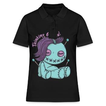 Poupée vaudou zombie en pensant à vous! Halloween- - Polo Femme - noir - Devant - Ailine (174cm)