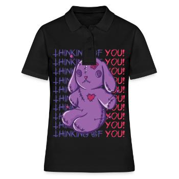 Voodoo-Häschen denkt an dich Voodoo-Halloween-Zaub - Frauen Polo Shirt - Schwarz - Vorne - Ailine (174cm)
