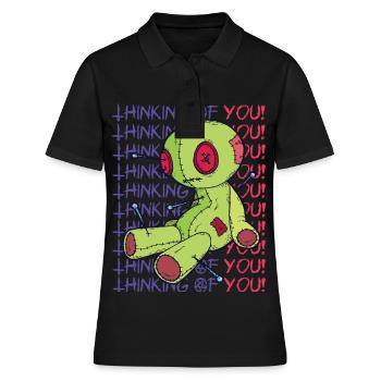 Voodoo Puppe Hexerei Denken An Dich Gruselig Hallo - Frauen Polo Shirt - Schwarz - Vorne - Ailine (174cm)