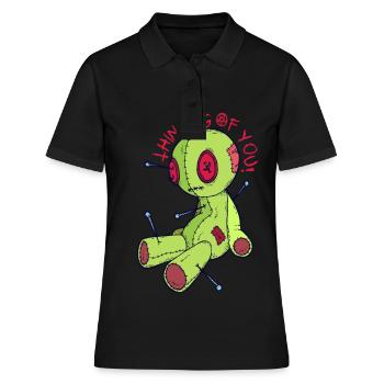 Voodoo Puppe Hexerei Ich denke an dich! Gruseliges - Frauen Polo Shirt - Schwarz - Vorne - Ailine (174cm)