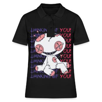 Gruselige Voodoo-Puppe, die an dich denkt Hexerei - Frauen Polo Shirt - Schwarz - Vorne - Ailine (174cm)