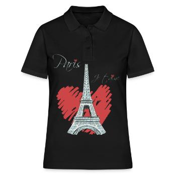 Paris Eiffelturm Arc de Triomphe Liebe aus Frankre - Frauen Polo Shirt - Schwarz - Vorne - Ailine (174cm)