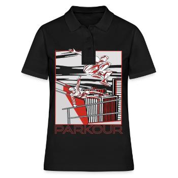 Parkour Warnung Über alles springen Laufen Springe - Frauen Polo Shirt - Schwarz - Vorne - Ailine (174cm)