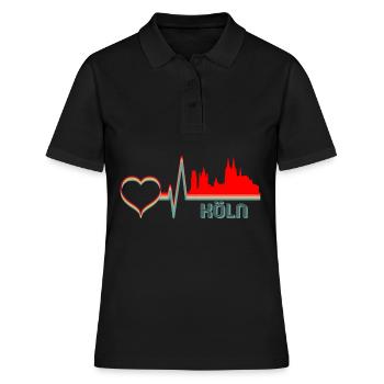 Cologne skyline ville battement de coeur rétro vintage - Polo Femme - noir - Devant - Ailine (174cm)