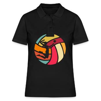 Volleyball Retro Vintage für Spielerin Frauen - Frauen Polo Shirt - Schwarz - Vorne - Ailine (174cm)
