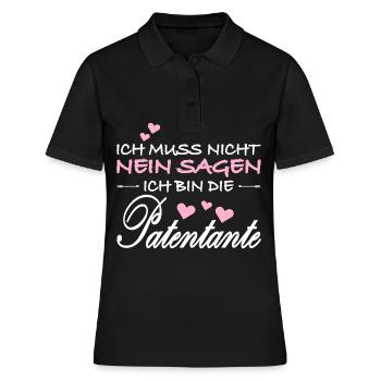 Patentante Spruch Taufe für Taufpatin Tante - Frauen Polo Shirt - Schwarz - Vorne - Ailine (174cm)