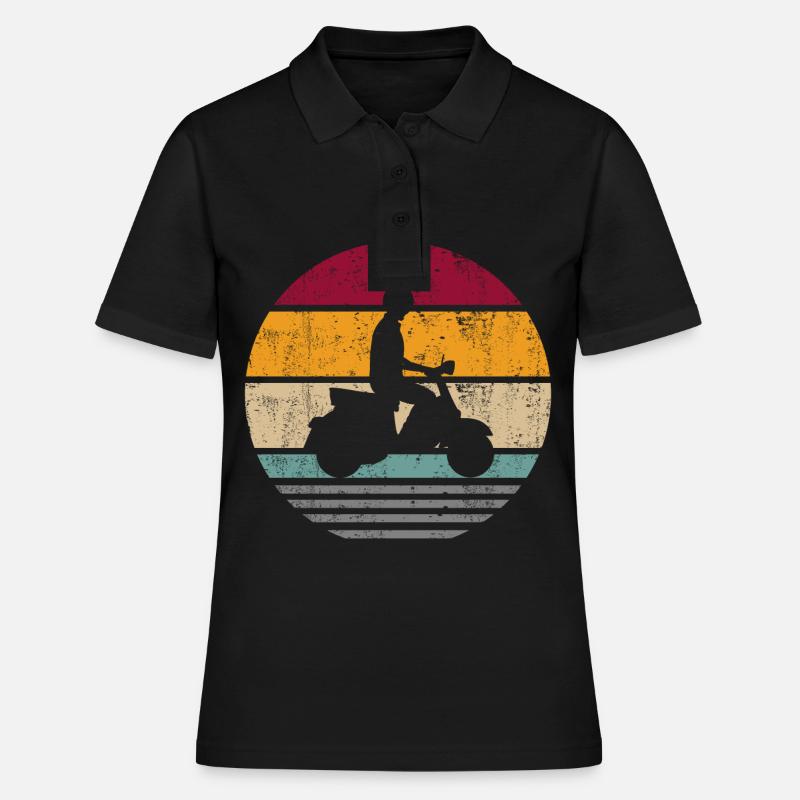 Motorroller Elektroroller Rollerfahrer Retro - Frauen Polo Shirt - Schwarz