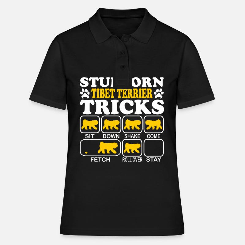 Tibetan Terrier Temple Dog Stubborn Tricks saying - Women's Polo Shirt - black
