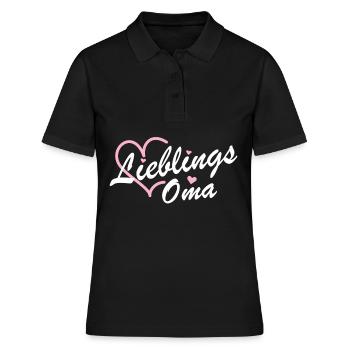Lieblings Oma Herz Pink Geschenk für Muttertag - Frauen Polo Shirt - Schwarz - Vorne - Ailine (174cm)
