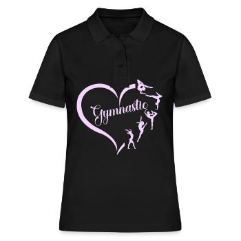 Gymnastik Bodenturnen Herz Übung Pink für Mädchen - Frauen Polo Shirt - Schwarz - Vorne - Ailine (174cm)