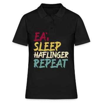 Haflinger cheval race de cheval manger sommeil dire rétro - Polo Femme - noir - Devant - Ailine (174cm)