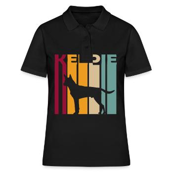 Australian Kelpie Schäferhund Retro Silhouette - Frauen Polo Shirt - Schwarz - Vorne - Ailine (174cm)