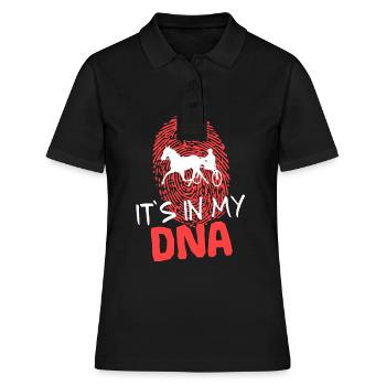 Trabrennen DNA Spruch Lustig mit Fingerabdruck - Frauen Polo Shirt - Schwarz - Vorne - Ailine (174cm)