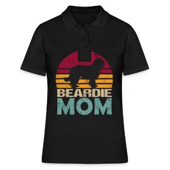 Bearded Collie Beardie Mama Retro for Mum - Women's Polo Shirt - black - Front - Ailine (174cm)