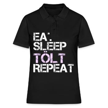 Tölt Eat Sleep Spruch Pink für Reiterin Frauen - Frauen Polo Shirt - Schwarz - Vorne - Ailine (174cm)