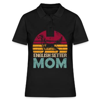 Englischer Setter Mama Retro Style für Frauchen - Frauen Polo Shirt - Schwarz - Vorne - Ailine (174cm)