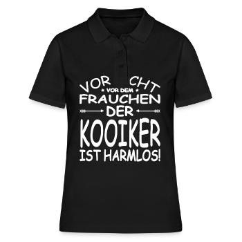 Kooikerhondje Kooiker Vorsicht vor Frauchen Spruch - Frauen Polo Shirt - Schwarz - Vorne - Ailine (174cm)