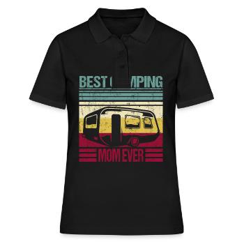 Camping beste Mama Wohnwagen Spruch - Frauen Polo Shirt - Schwarz - Vorne - Ailine (174cm)