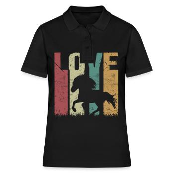 Cheval Islandais Rétro Vintage Amour - Polo Femme - noir - Devant - Ailine (174cm)