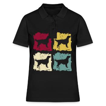 Flat Coated Retriever Rétro Vintage - Polo Femme - noir - Devant - Ailine (174cm)