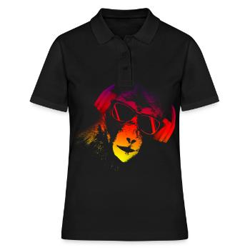 Monkey DJ mit Kopfhörer und Sonnenbrille Geschenki - Frauen Polo Shirt - Schwarz - Vorne - Ailine (174cm)