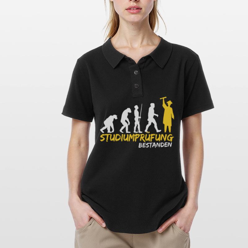 Studium Prüfung bestanden Evolution Student witzig Frauen Polo Shirt