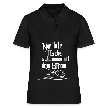 Seuls les poissons morts nagent avec le ruisseau - Polo Femme - noir - Devant - Ailine (174cm)