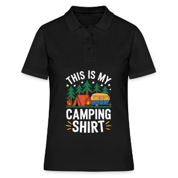 Camping Aventure Camping Drôle Design - Polo Femme - noir - Devant - Ailine (174cm)