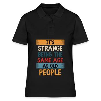 Anniversaire Humour Vieillissement Vieillissement - Polo Femme - noir - Devant - Ailine (174cm)