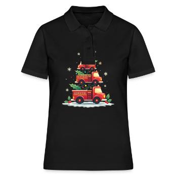 Camion de pompiers drôle, Camion de pompiers, Noël - Polo Femme - noir - Devant - Ailine (174cm)