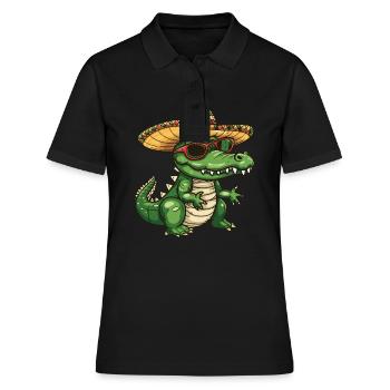 Alligator Drôle Sombrero - Polo Femme - noir - Devant - Ailine (174cm)