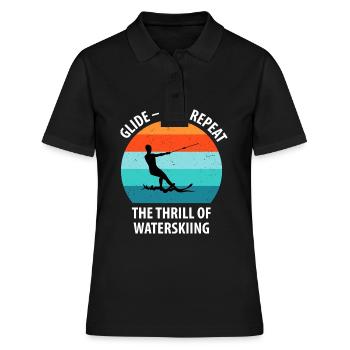Ski nautique, ski nautique, skieurs nautiques - Polo Femme - noir - Devant - Ailine (174cm)