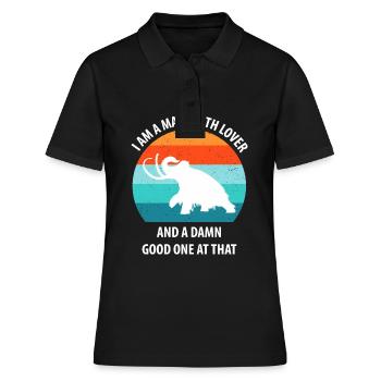 Lustiges Mammut Steinzeit Eiszeit Design Urzeit - Frauen Polo Shirt - Schwarz - Vorne - Ailine (174cm)