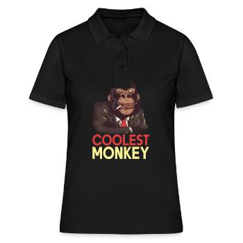Coolest Monkey Monkey Lover Animal Rights - Frauen Polo Shirt - Schwarz - Vorne - Ailine (174cm)