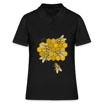 Abeilles sur nid d'abeille - Polo Femme - noir - Devant - Ailine (174cm)
