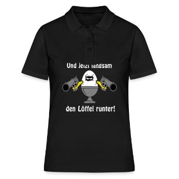 Löffel runter - Frauen Polo Shirt - Schwarz - Vorne - Ailine (174cm)