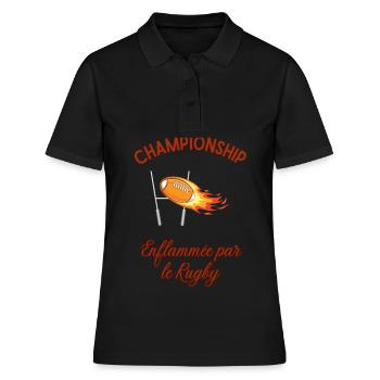 Enflammée par le rugby - rugby féminin - Polo Femme - noir - Devant - Ailine (174cm)