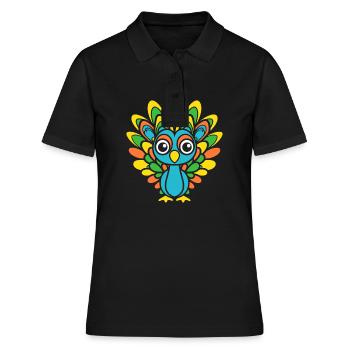 Pfau - Frauen Polo Shirt - Schwarz - Vorne - Ailine (174cm)
