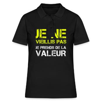 Je Ne Vieillis Pas Je Prends De La Valeur - Polo Femme - noir - Devant - Ailine (174cm)