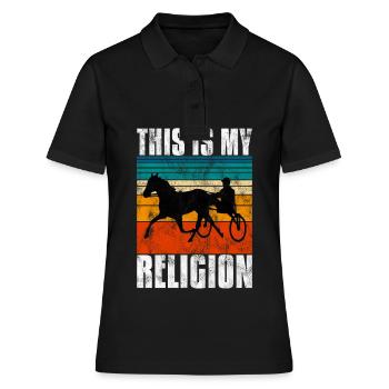 C’est ma religion Trotting Race Trabreiter Sulky - Polo Femme - noir - Devant - Ailine (174cm)