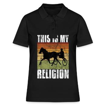 C’est ma religion Trotting Race Trabreiter Sulky - Polo Femme - noir - Devant - Ailine (174cm)