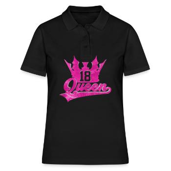 18TH BIRTHDAY 2004 QUEEN 18 - Women's Polo Shirt - black - Front - Ailine (174cm)
