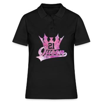 QUEEN 21ST BIRTHDAY SWEET 21 - Women's Polo Shirt - black - Front - Ailine (174cm)