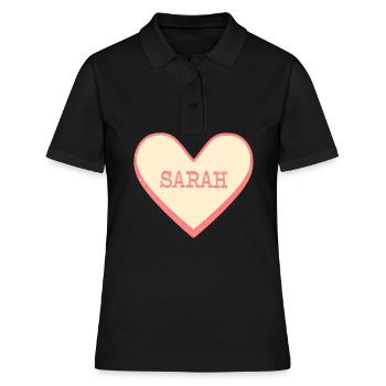 Sarah Nom Prénom Pink Sugar Heart - Polo Femme - noir - Devant - Ailine (174cm)