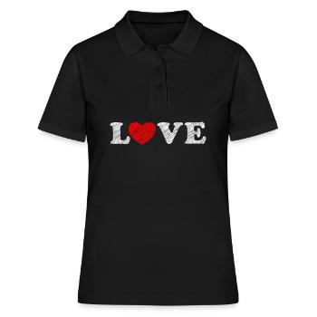 Griffonnage de cœur d’amour - Polo Femme - noir - Devant - Ailine (174cm)