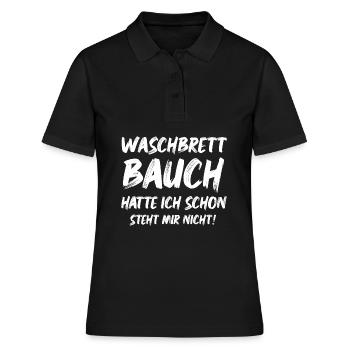 Waschbrett Bauch hatte ich schon lustige Sprüche - Frauen Polo Shirt - Schwarz - Vorne - Ailine (174cm)
