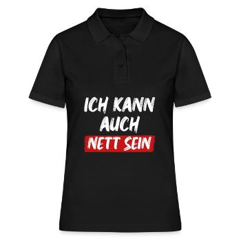 Ich kann auch Nett sein lustige Sprüche über Nett - Frauen Polo Shirt - Schwarz - Vorne - Ailine (174cm)