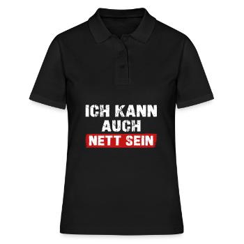 Ich kann auch Nett sein lustige Sprüche über Nett - Frauen Polo Shirt - Schwarz - Vorne - Ailine (174cm)